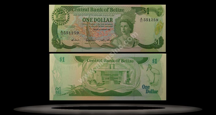 Belize Banknote, 1 Dollar, 1.1.1987, P#46c MAIN