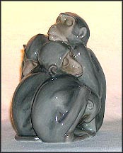 Monkey Family, Bing & Grondahl Figurine #1581 MAIN