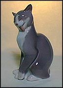 Cat, Grey, Bing & Grondahl Figurine #2465 MAIN