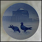 Pigeons In The Castle Court Collector Plate by Achton Friis MAIN