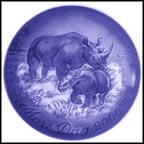 Black Rhino With Calf Collector Plate by Finn Clausen MAIN