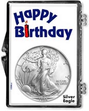 1986 Happy Birthday American Silver Eagle Gift Display THUMBNAIL