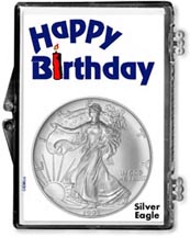1995 Happy Birthday American Silver Eagle Gift Display THUMBNAIL