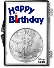 1999 Happy Birthday American Silver Eagle Gift Display THUMBNAIL