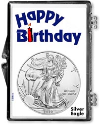 Happy Birthday American Silver Eagle Gift Display THUMBNAIL