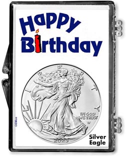 Happy Birthday American Silver Eagle Gift Display LARGE