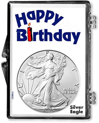2025 Happy Birthday American Silver Eagle Gift Display LARGE
