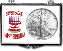 1986 Birthday Cake American Silver Eagle Gift Display THUMBNAIL