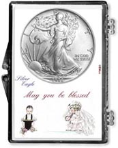 1986 Wedding Couple American Silver Eagle Gift Display THUMBNAIL