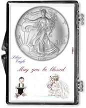 1995 Wedding Couple American Silver Eagle Gift Display THUMBNAIL