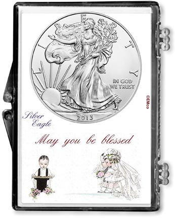 2013 Wedding Couple American Silver Eagle Gift Display MAIN