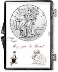 Wedding Couple American Silver Eagle Gift Display THUMBNAIL