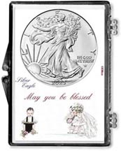 Wedding Couple American Silver Eagle Gift Display THUMBNAIL