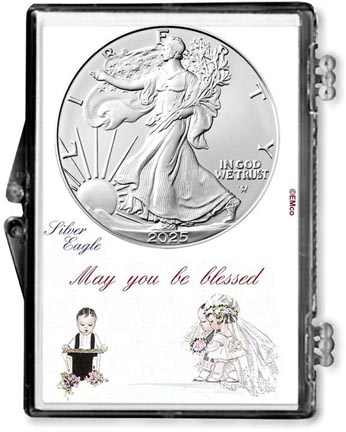 2025 Wedding Couple American Silver Eagle Gift Display LARGE