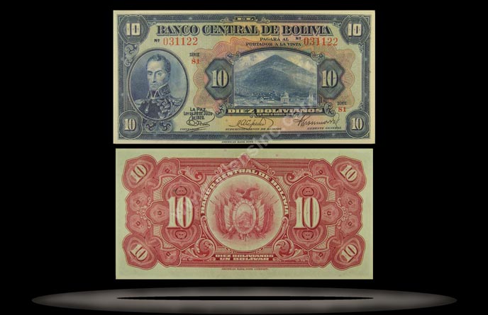 Bolivia Banknote, 10 Bolivianos, L.20.7.1928, P#121a MAIN