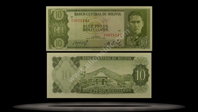 Bolivia Banknote, 10 Pesos Bolivianos, L.1962, P#154a MAIN