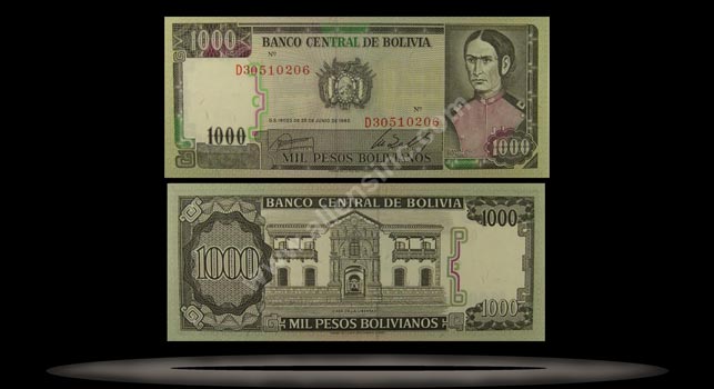 Bolivia Banknote, 1000 Pesos Bolivianos, L.25.6.1982, P#167a MAIN