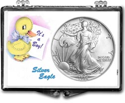 1986 It's A Boy, Duck Motif, American Silver Eagle Gift Display THUMBNAIL