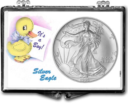 1995 It's A Boy, Duck Motif, American Silver Eagle Gift Display MAIN
