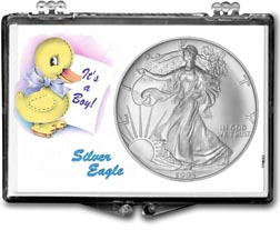 1995 It's A Boy, Duck Motif, American Silver Eagle Gift Display THUMBNAIL