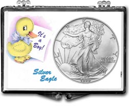 1999 It's A Boy, Duck Motif, American Silver Eagle Gift Display THUMBNAIL