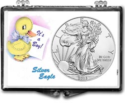 2013 It's A Boy, Duck Motif, American Silver Eagle Gift Display THUMBNAIL