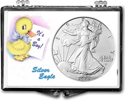 2024 It's A Boy, Duck Motif, American Silver Eagle Gift Display LARGE