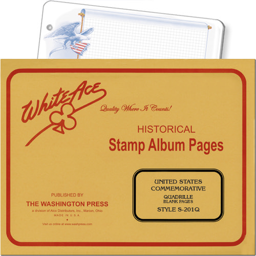 White Ace Quadrille Blank Pages - U.S. Commemoratives, Eagle Left, pack of 15 MAIN