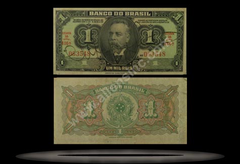 Brazil Banknote, 1 Mil Reis (Cruzeiro), ND (1944), P#131A MAIN