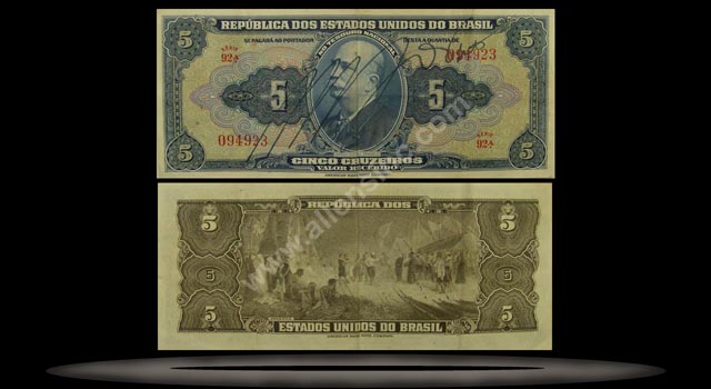 Brazil Banknote, 5 Cruzeiros, ND (1944), P#134 MAIN
