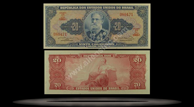 Brazil Banknote, 20 Cruzeiros, ND (1961), P#168a MAIN