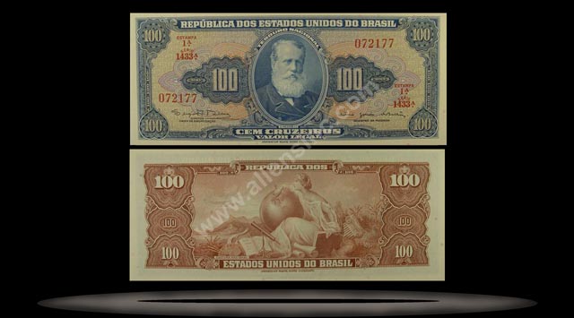 Brazil Banknote, 100 Cruzeiros, ND (1964), P#170c MAIN