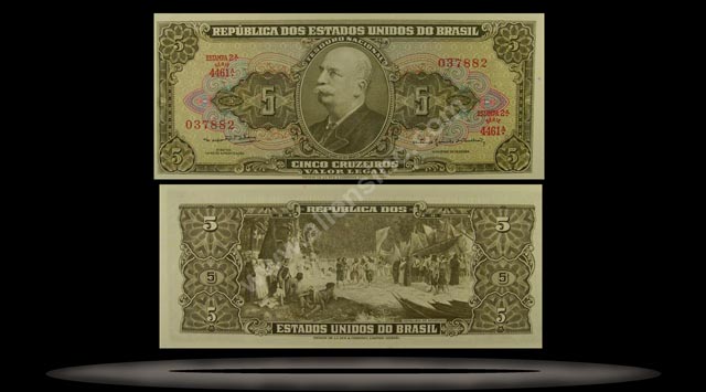 Brazil Banknote, 5 Cruzeiros, ND (1964), P#176c MAIN