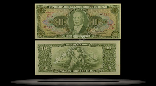 Brazil Banknote, 10 Cruzeiros, ND (1962), P#177a MAIN