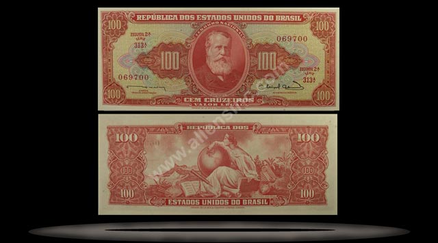 Brazil Banknote, 100 Cruzeiros, ND (1963), P#180 MAIN