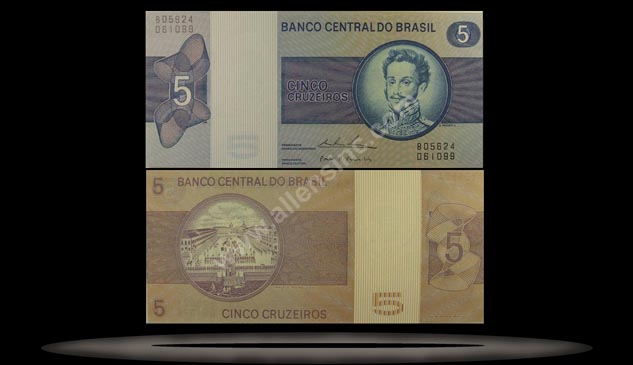 Brazil Banknote, 5 Cruzeiros, ND (1970-71), P#192a MAIN