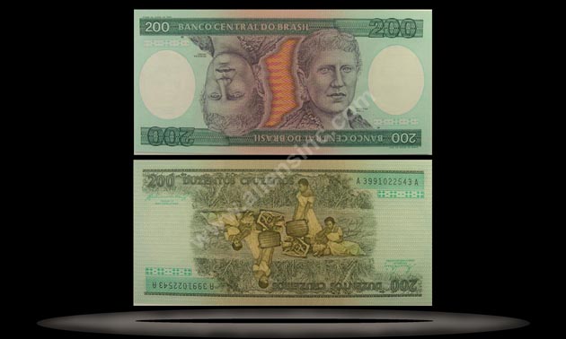Brazil Banknote, 200 Cruzeiros, ND (1984), P#199b MAIN