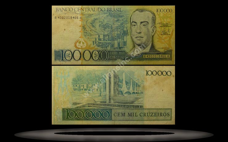 Brazil Banknote, 100,000 Cruzeiros, ND (1985), P#205a MAIN