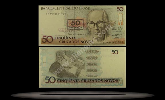 Brazil Banknote, 50 Cruzeiros, ND (1990), P#223 MAIN