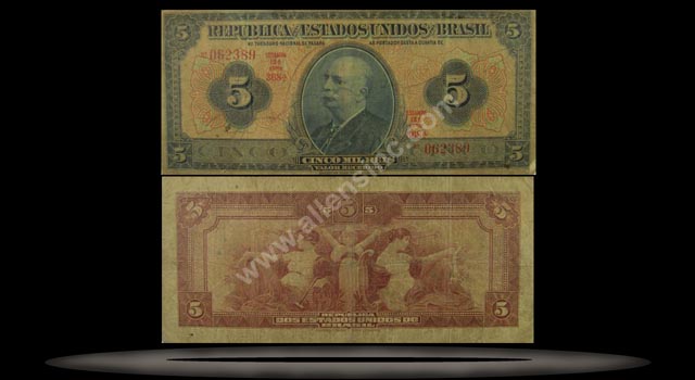 Brazil Banknote, 5 Mil Reis, E.19A (1925), P#29b MAIN