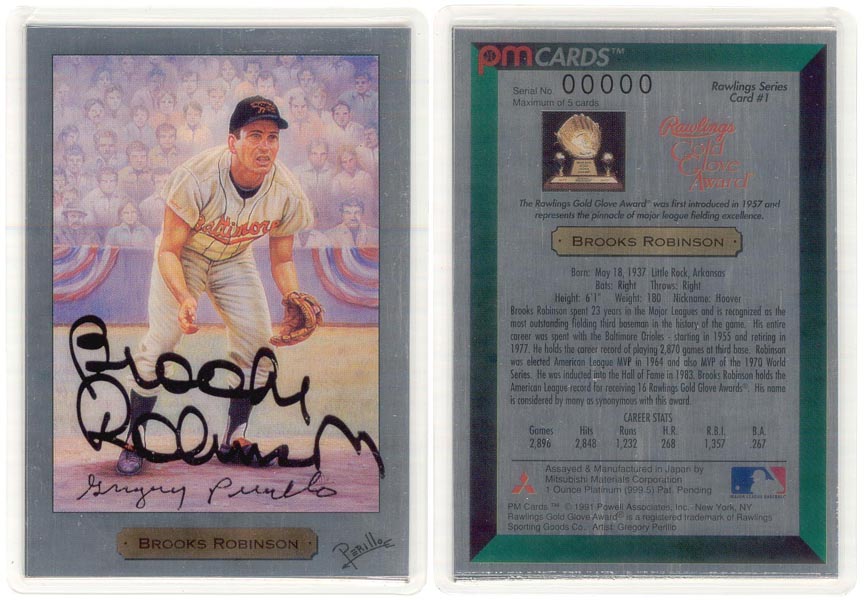 Brooks Robinson by Gregory Perillo - signed by Robinson and Perillo; 1 oz 999.5 Platinum MAIN