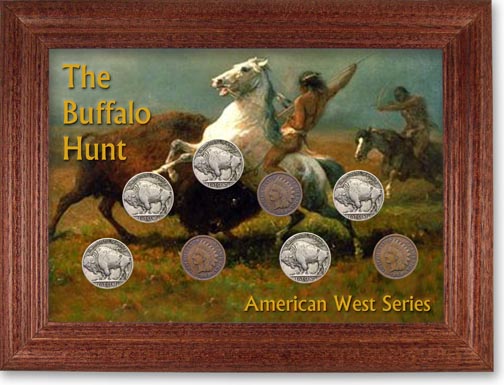 Buffalo Hunt Buffalo Nickel Collector Frame LARGE