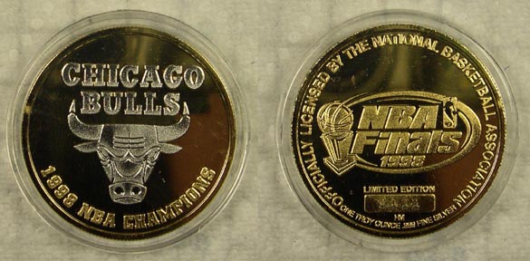 Chicago Bulls - 1998 NBA Champions - gold plated' Art Bar. MAIN