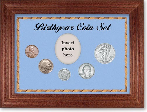 1936 Birth Year Coin Gift Set with a blue background and cherry frame MAIN