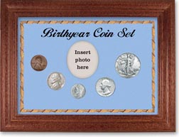 1941 Birth Year Coin Gift Set with a blue background and cherry frame THUMBNAIL