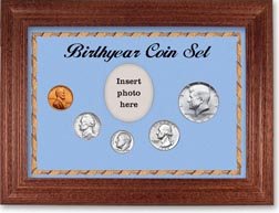 1969 Birth Year Coin Gift Set with a blue background and cherry frame THUMBNAIL