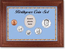 1973 Birth Year Coin Gift Set with a blue background and cherry frame THUMBNAIL