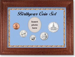 1976 Birth Year Coin Gift Set with a blue background and cherry frame THUMBNAIL