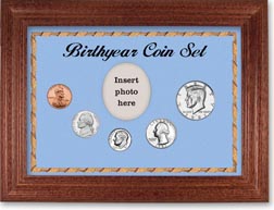 1981 Birth Year Coin Gift Set with a blue background and cherry frame THUMBNAIL