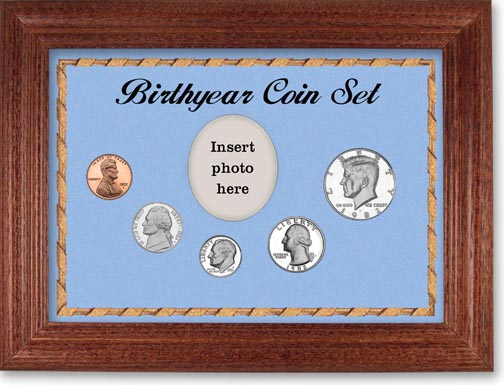 1982 Birth Year Coin Gift Set with a blue background and cherry frame LARGE